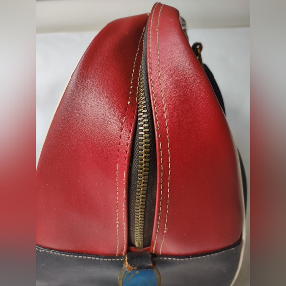 Vintage Clark "Naugahyde" Red Black Bowling Ball Bag Mid Century Chicago Retro - Picture 5 of 13